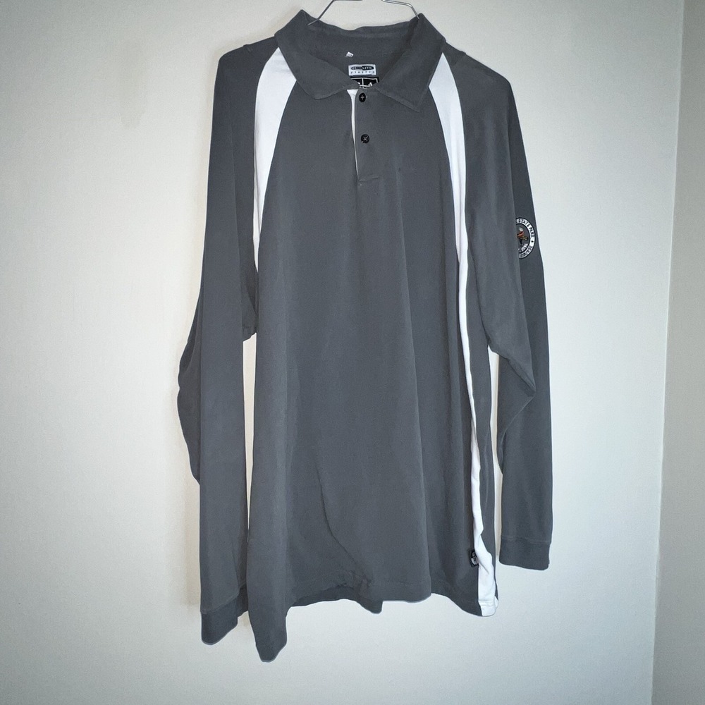 Adidas Climalite Stretch Long Sleeve Polo Bethpage Black Course Gray Mens Large